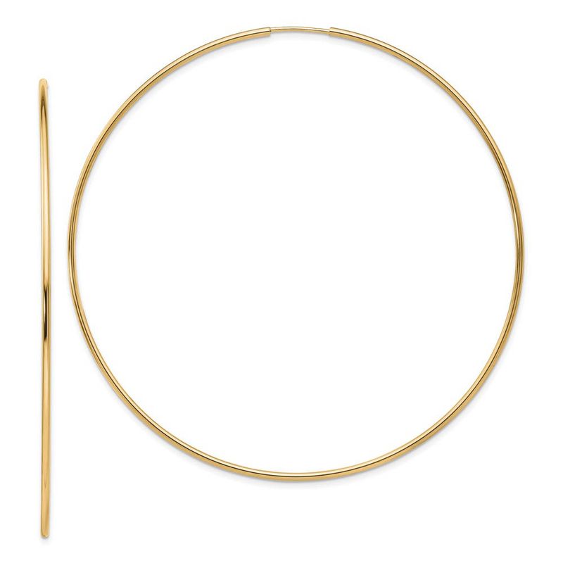 12mm X 72mm 14k Yellow Gold Polished Endless Tube Hoop Earrings 653$